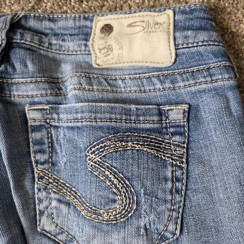 Silver Jeans Co Tuesday Bermuda Denim Womens 26 Light Wash Low‎ Rise Distressed